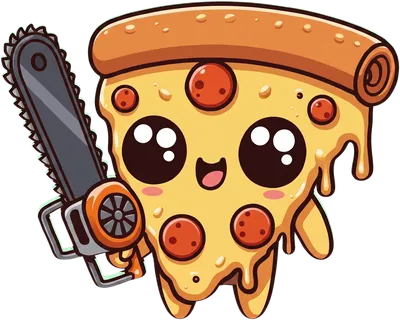 Pizza Chainsaw - funny novelty design on shirts, mugs & more